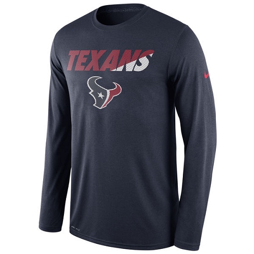 NFL Men's Houston Texans Nike Navy Legend Staff Practice Long Sleeve Performance T-Shirt